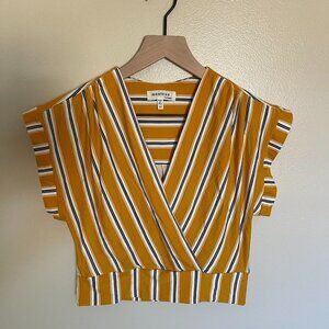 Monteau Yellow Striped Wrap Crop Top